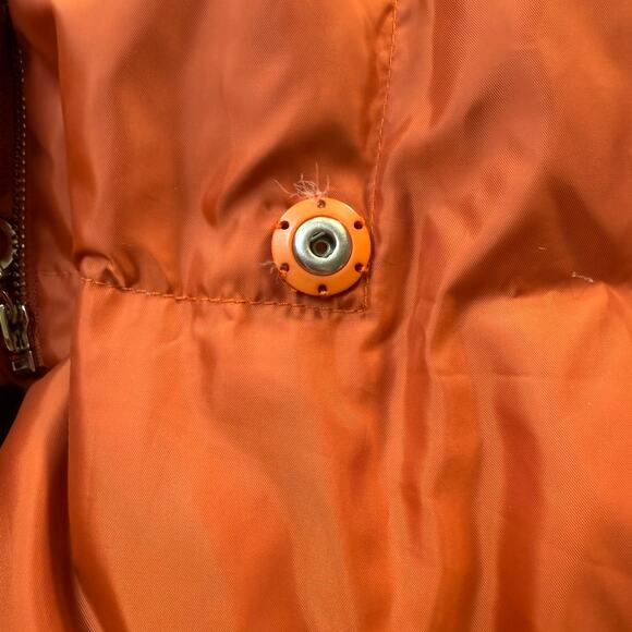 Surlansive Burnt Orange Down Puffer Coat w/ Fur Trim Hood Size 36 Small - Picture 16 of 16